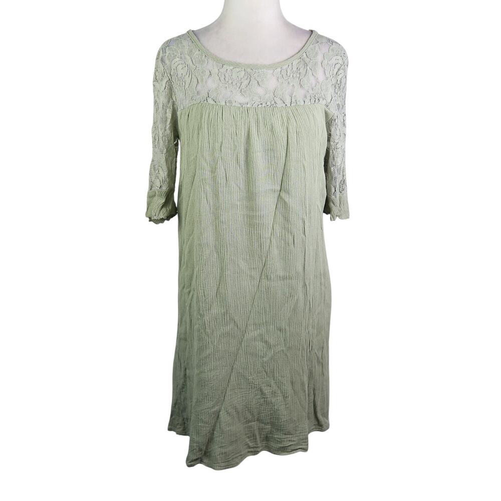 Vintage Jody California Light Green Lace Bib Mini Dress M